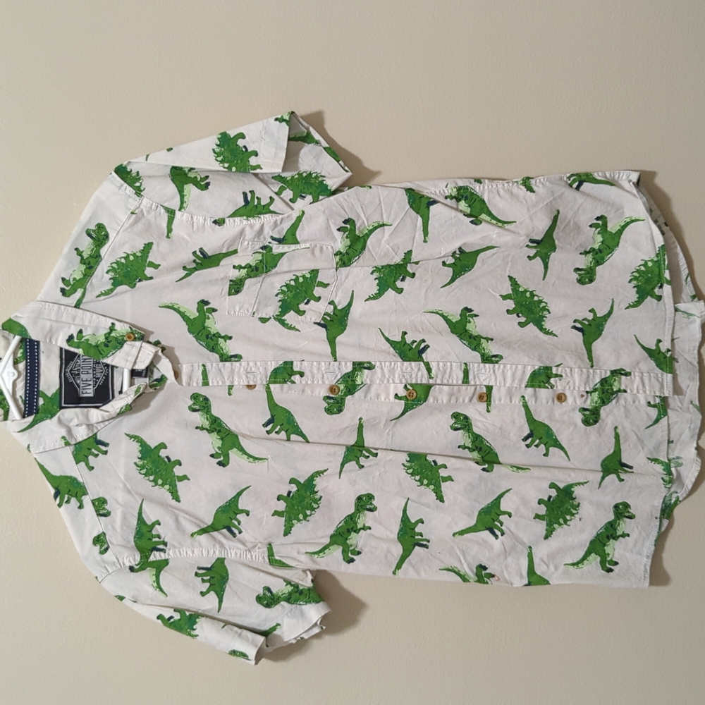 Men's dinosaur button down short sleeve shirt
